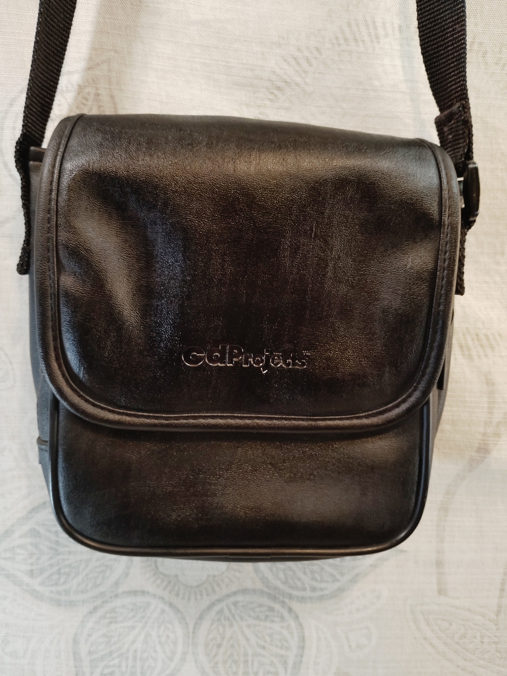 Black Compact Leather Crossbody Messenger Bag